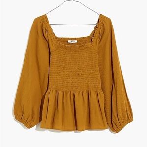 Smocked Peplum Lucie Top; Madewell
